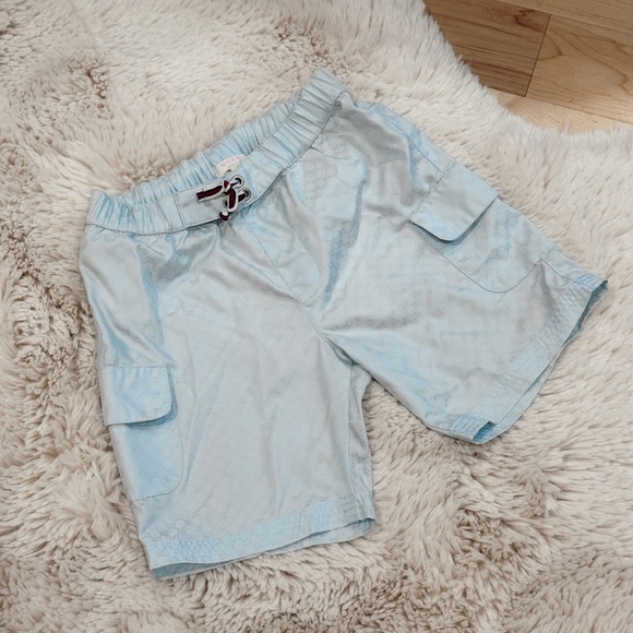 GUCCI Kids Light Blue Cargo Swim Shorts - Main Image
